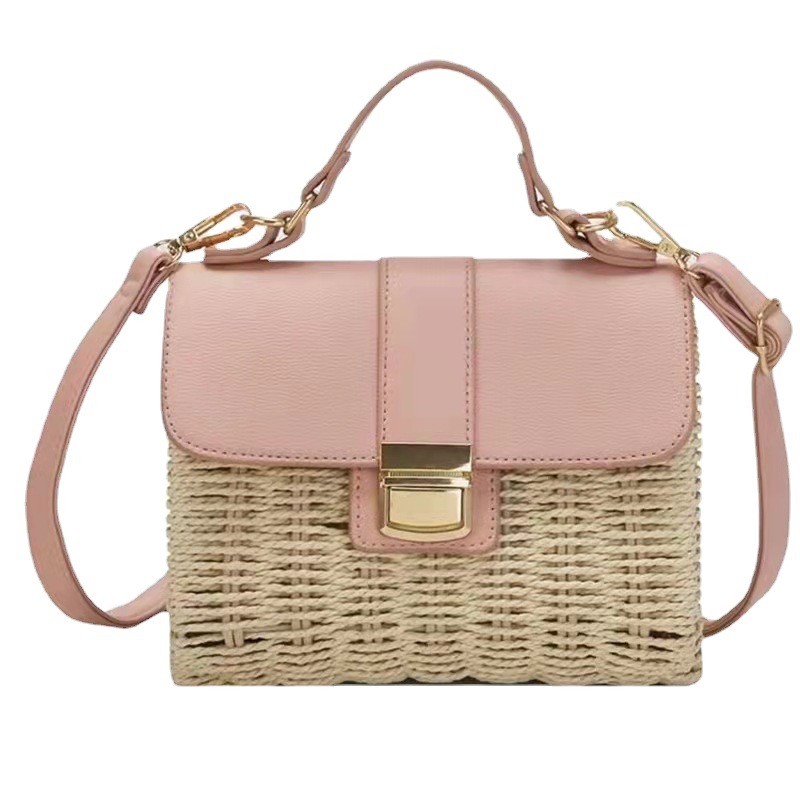 borsa in paglia intrecciata piccola a tracolla kokun