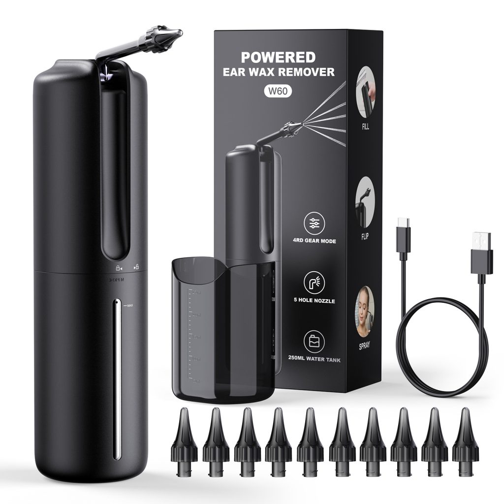 pulitore orecchie elettrico ad acqua nero kokun
